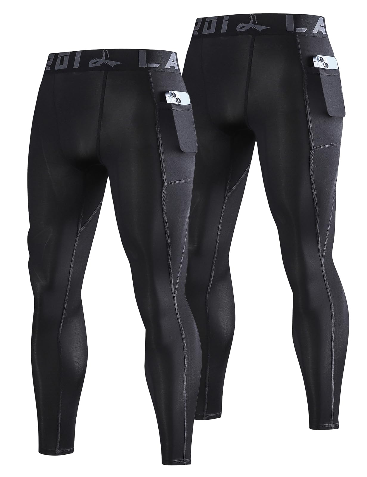 

Workout Running Sports Base Layer Compression Pants Leggings Tights YSK08sd PK Black Size LG [LAFROI] Men s 2-Pack Quick-Drying -