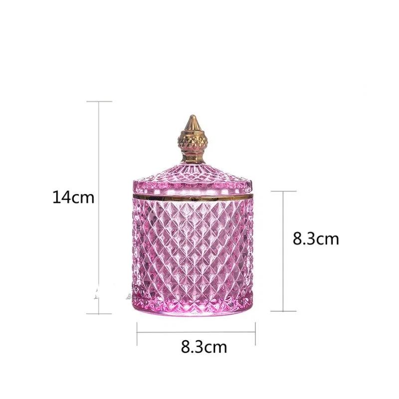 Europäisches Retro-Glas-Aufbewahrungsglas mit Deckel, Transparenter Goldener Schmuck- & Wattestäbchenhalter, Süßigkeiten- & Make-up-Pinsel-Organizer