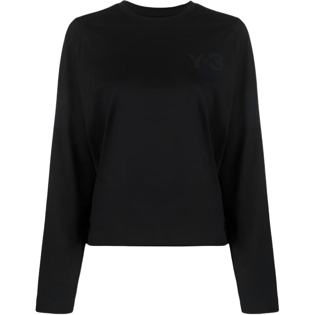 Y-3 SS22 Long Sleeve Crew Neck Solid Cotton T-Shirt Women tops Black HG8619