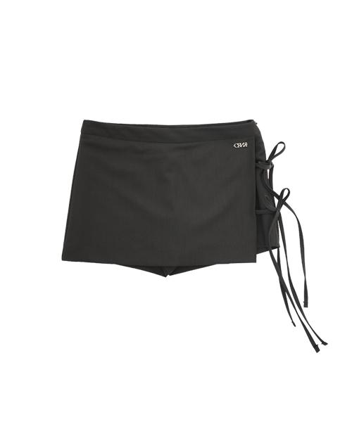 Crank String Wrap Skirt Pants_Charcoal