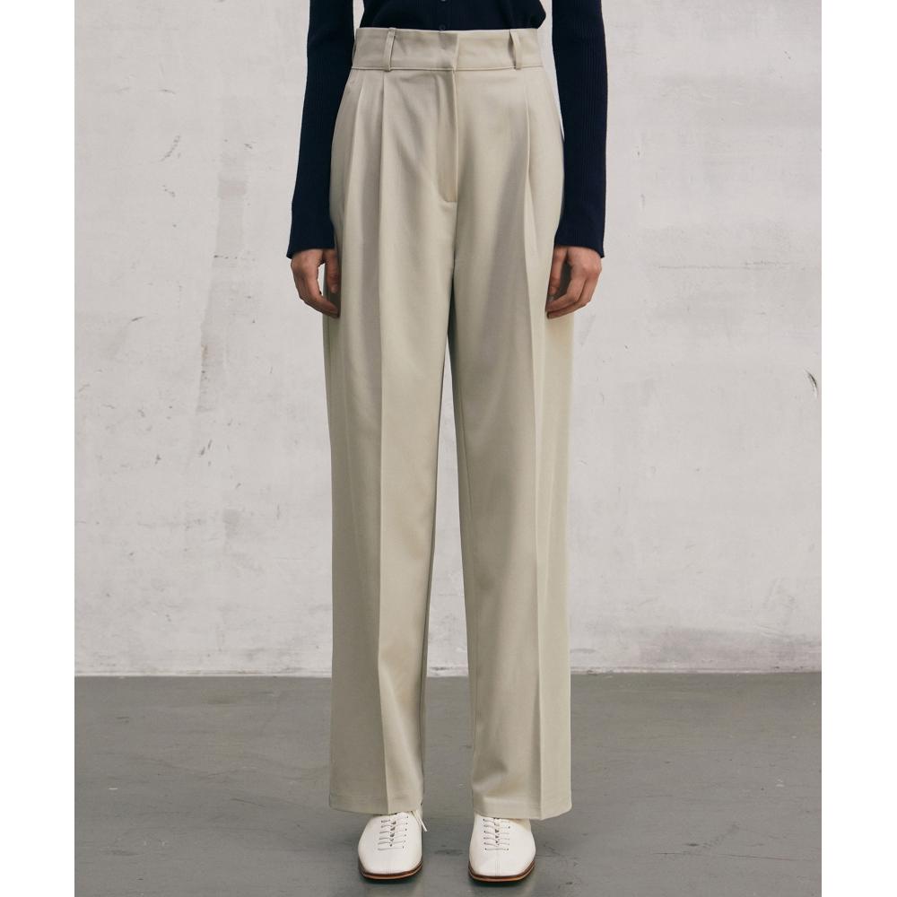 

NICKNICOLE WIDE TWO PINTUCK SLACKSSAND BEIGE
