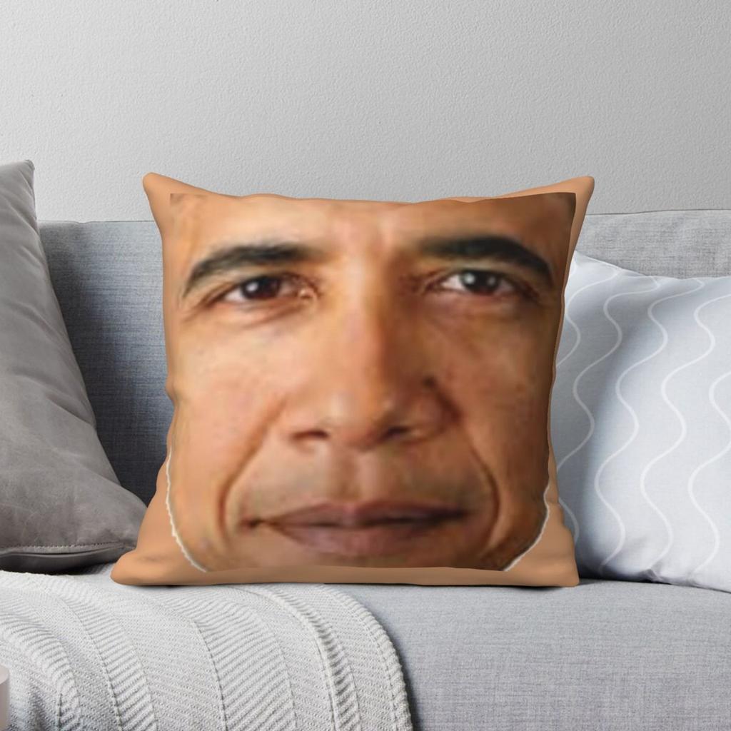 Federa Cuscino Quadrata Faccia Obama Poliestere Lino Velluto Fantasia Zip Decorazione Federa Cuscino da Arredo Custodia Cuscino Seduta Divano