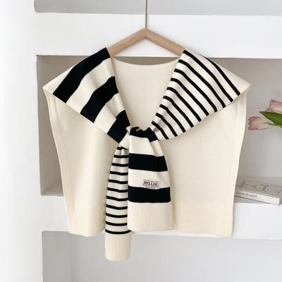Die Vier Jahreszeiten Gestrickter Preppy Gestreifter Überkreuz-Schal Hochwertiger Sommer Büro Klimatisierter Raum Nacken- Und Schulterschal