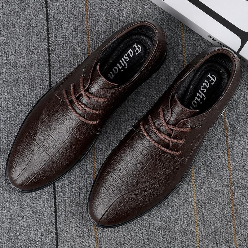 Značkové černé kožené boty pro muže St. Obuv Šněrovací Ležérní Podnikání Oxfords Point Toe Kancelářské formální boty pro muže