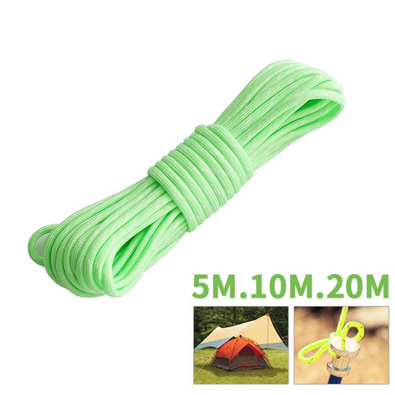 Outdoor Tent Accessory: 10M Reflective Rope, 5mm Thick, Ground Pegs, Windproof Guyline, Clothesline, Awning