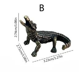 Antique Bronze Crocodile Miniature Figurines Vintage Brass Mini Alligator Statue Desk Ornaments Home Feng Shui Decor Crafts