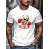 European sizes Men's Casual Black T-Shirt Skeleton Boxing Gloves Print Street Style Summer Adults Men's Fashion