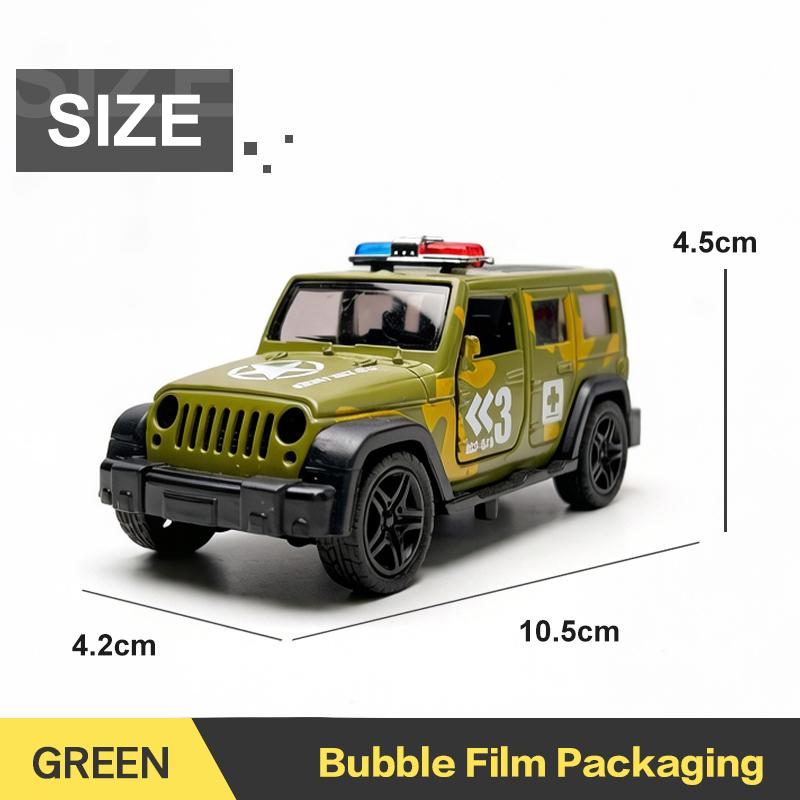 1:38 Alloy Vintage Diecast Wrangler Police OFF-Road Car Model Classic Pull Back Car Model Miniature Vehicle Replica Collection
