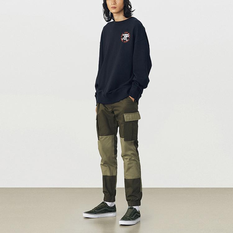 Vans Fun Pattern Skull Cartoon Print Crewneck Sweatshirt Men Sweatshirt Black VN0A54JIBLK