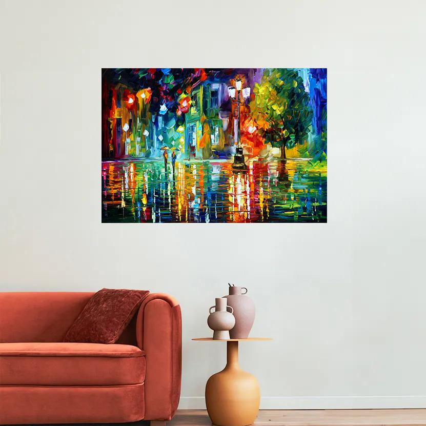 Modern Colorful Abstract Canvas Prints Art Rainy Garden Landscape Posters Picture Wall Art Painting for Living Room Bedroom