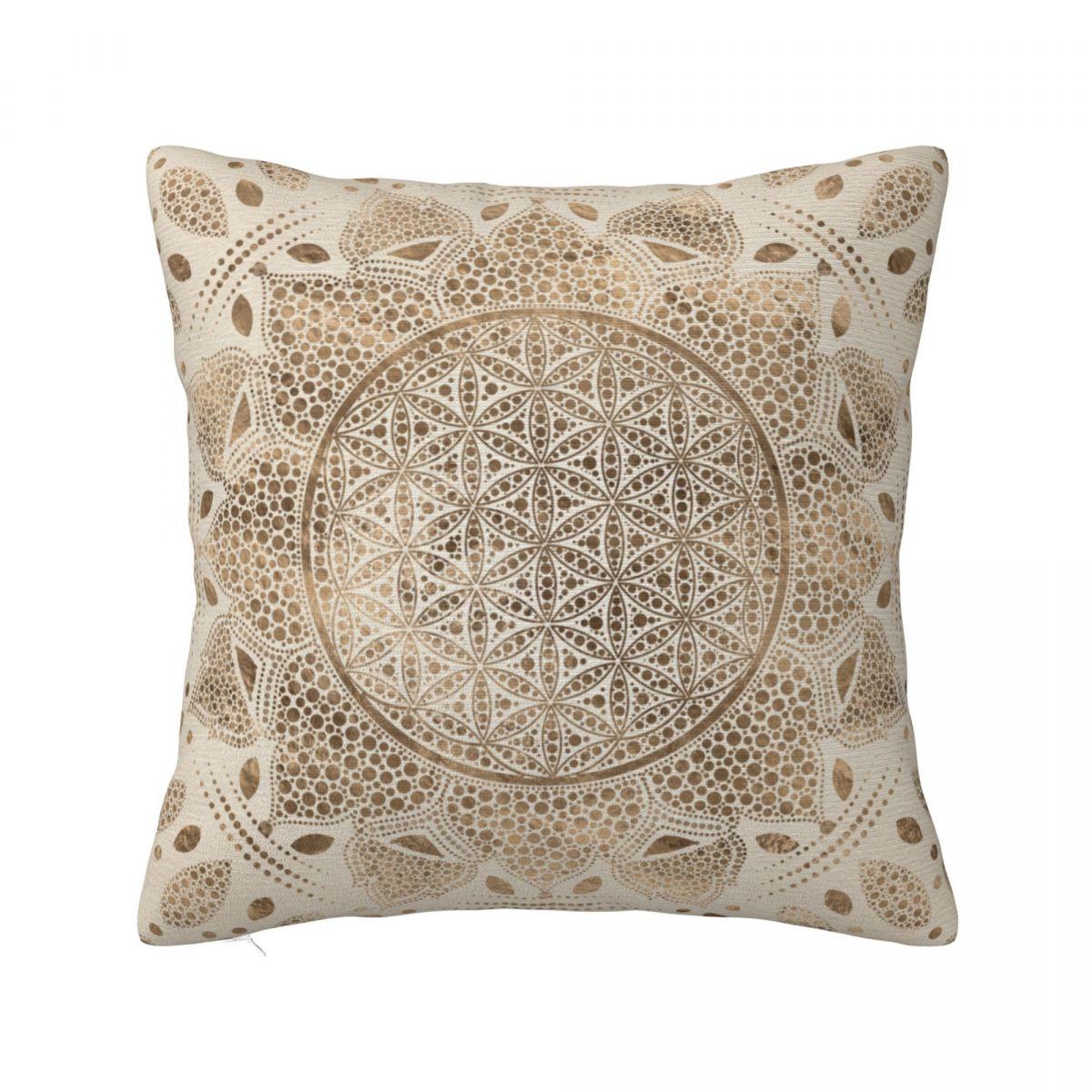 

Цветок Жизни в точечной росписи лотоса Золотая мандала Наволочка с принтом Чехол для подушки Декорация Наволочка для диванной подушки Обложка для дома 30x30cm 12x12in