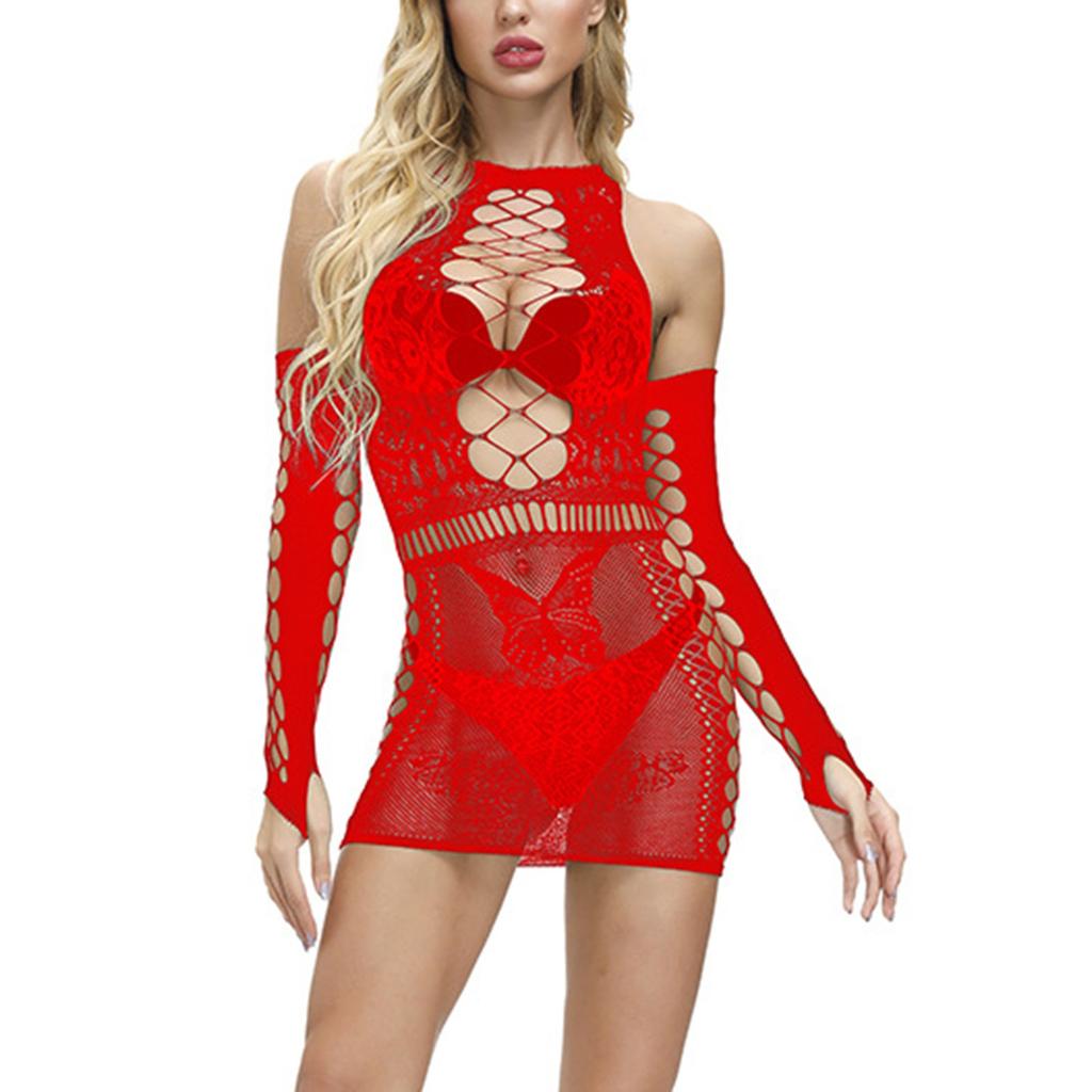 Ladies Sexy Lingerie Multicolor Lace Hollow Out Bag Hip Big Elastic Mesh Suit