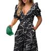 Spring new women's clothing fashion temperament V-neck waist wide-leg jumpsuit