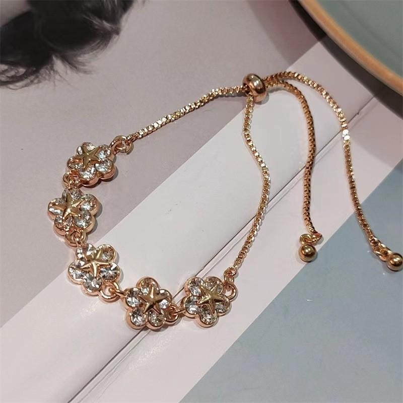 Zircon flower bracelet female Internet celebrity bracelet student Korean version simple niche design personalized hand jewelry