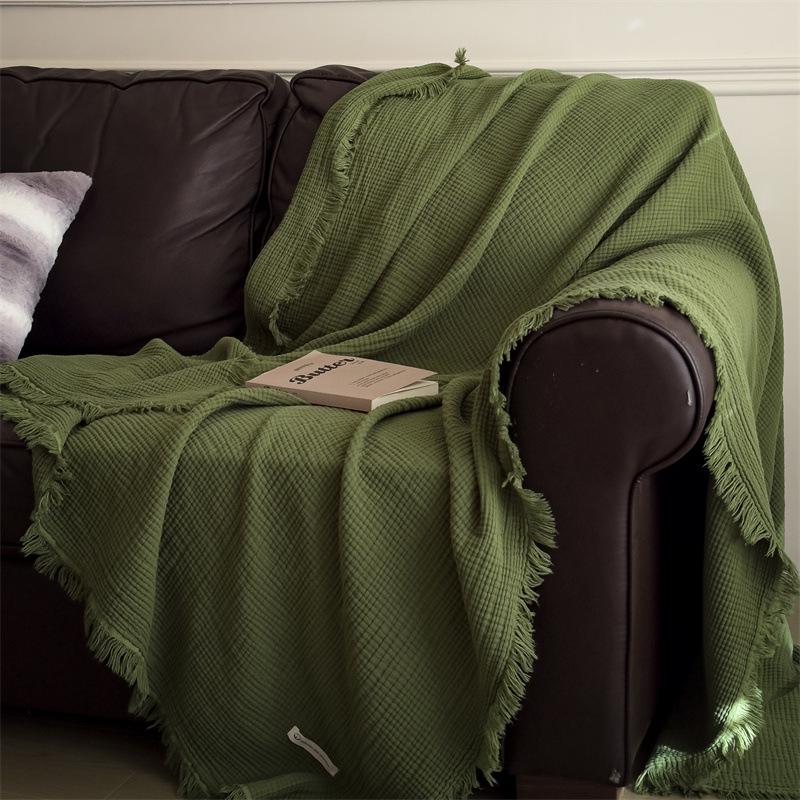 Baumwoll-Quasten Retro Sofabezug & Kuscheldecke - Reines Baumwoll-Musselin, Hochwertiger Komfort