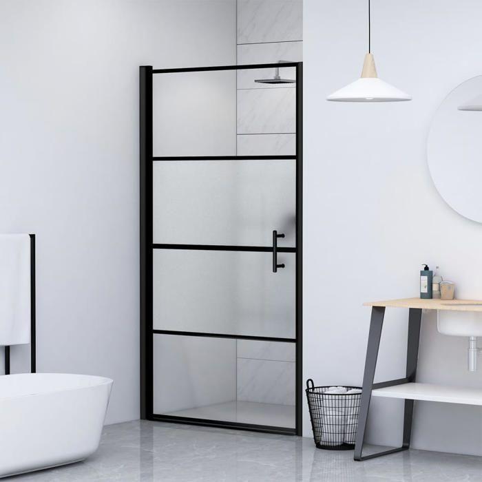 Porte de douche - Maison Exclusive - Cadre noir - Verre trempé 5 mm - Largeur réglable 78-81 cm