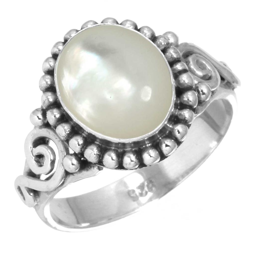 925 Sterling Silver Ring Women Gemstone Handmade Jewelry Thanksgiving Gift Blue Green Purple Copper Turquoise Pearl Lapis Mother Of Pearl Statement