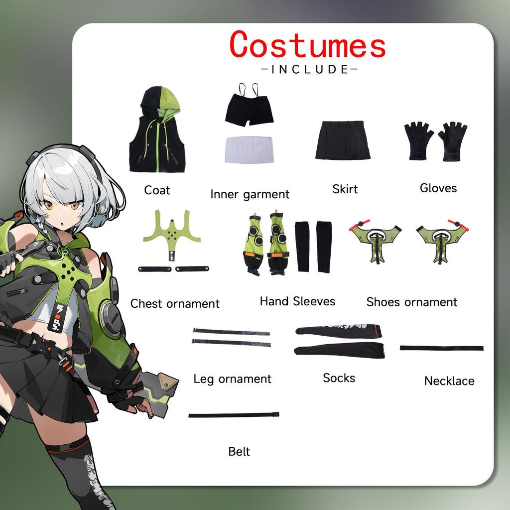 Anime Zenless Zone Zero Cosplay Kostüm Anby Demara Kostüm Halloween Anime ZZZ Outfit Mädchen Uniform Perücke Geburtstagsgeschenke Karneval Komplettset