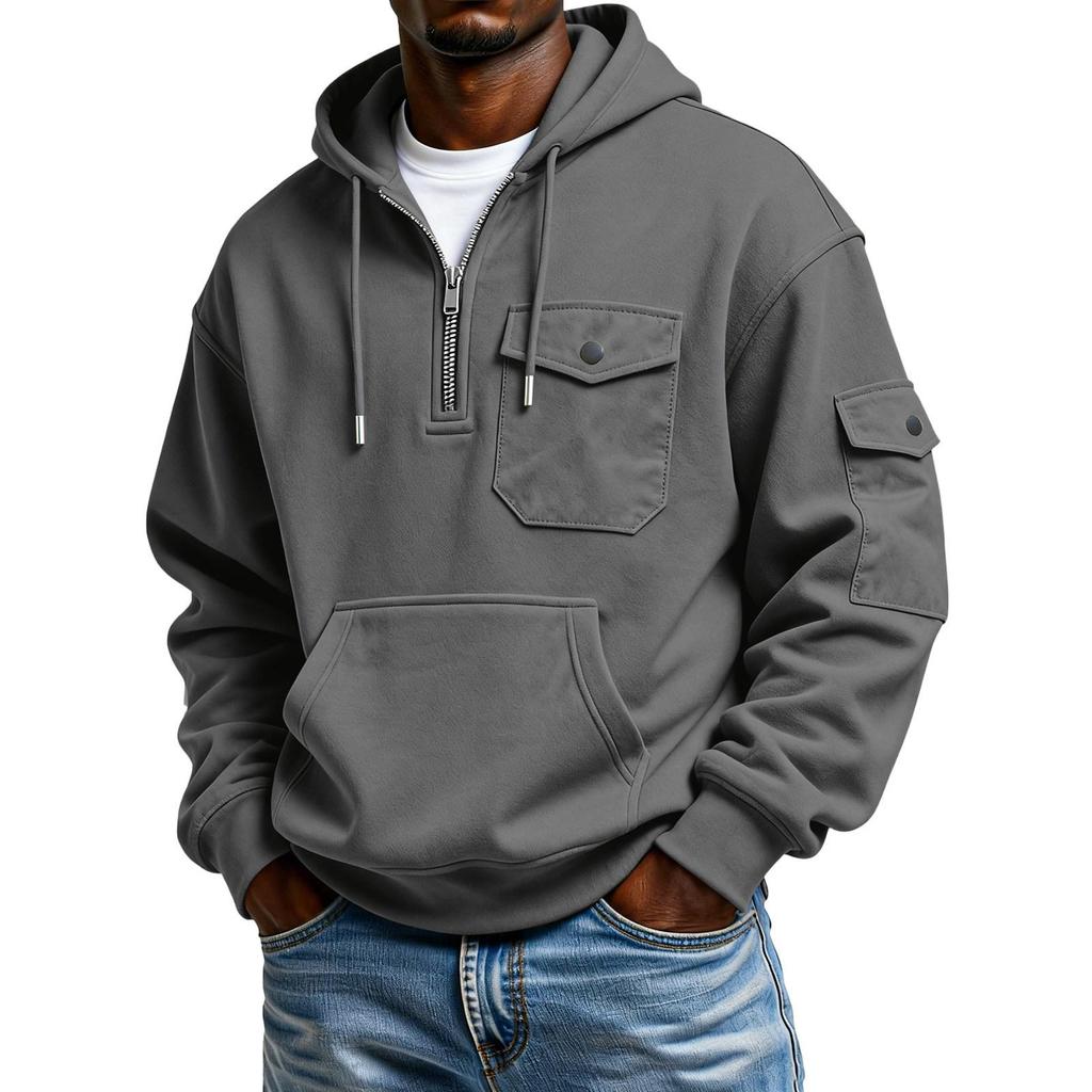 Men's Solid Color Sweatshirt Hoodie Men's Sports Large Size Casual Sweatshirt
