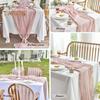 Thanksgiving Party Table Runner Gauze Bohemian Style Pleated Solid Color Stain-Proof Reusable Table Protection Decoration Prom Banquet Table Runner