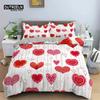 Red Rose Floral Duvet Cover Love Heart Bedding Set Microfiber Romantic Quilt Cover Queen King for Couple Wedding Valentine Decor