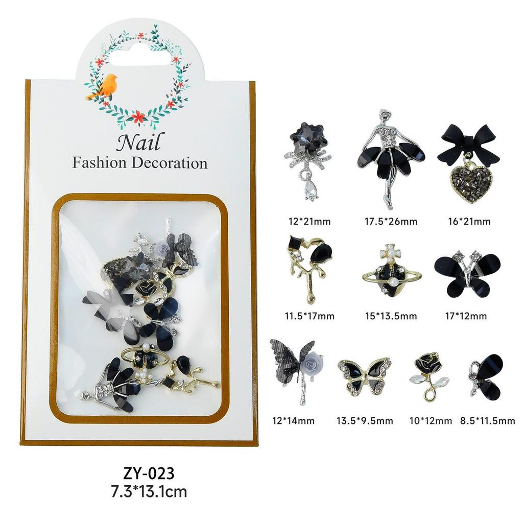 Nail Art Accessories: Alloy Rhinestone Set with Bow, Heart, Fishtail DIY Decorations
