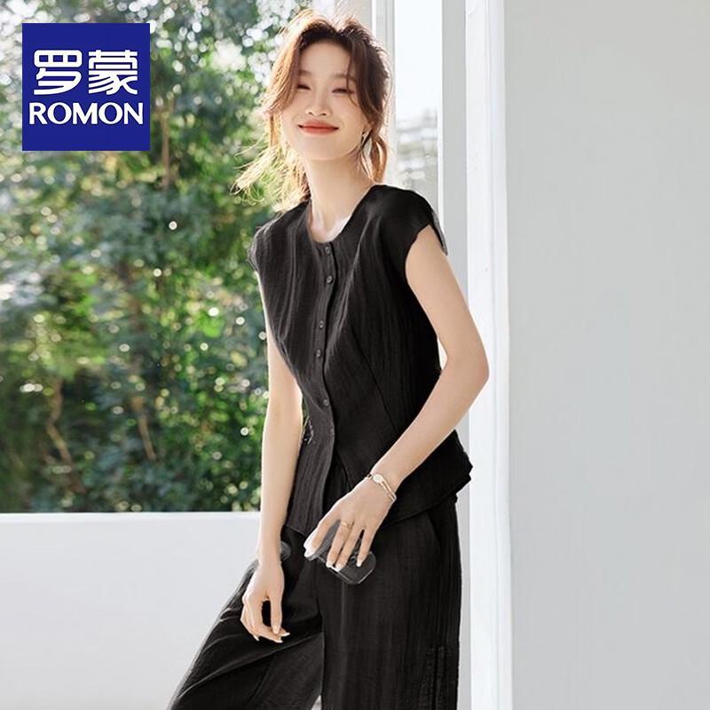 ROMON Women s Plus Size Summer Sleeveless Cardigan Top & Long Pants Set 3XL