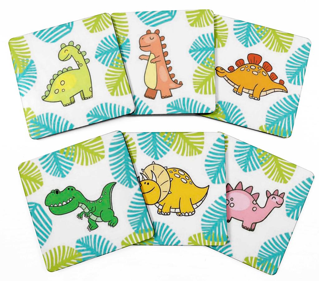 Inkdotpot Set of 6 Drink Coasters Decorative Non,Slip Cork Base 4-inch Square Printed Coasters Easy Clean
