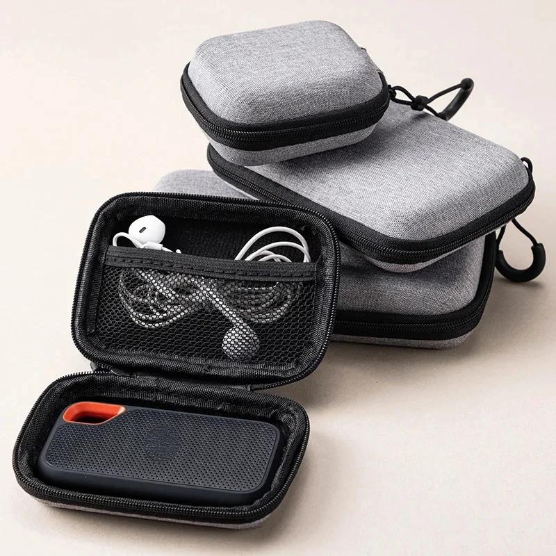 Portable Shockproof Mini Round Coin  Storage Bag Women Men Mini Earphone Charger Case Data Cable Organizer Case