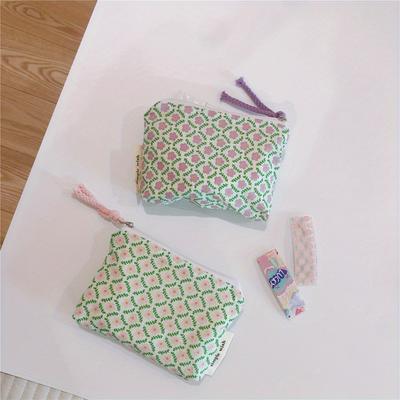 Damen-Münzbörse, federleichte kleine frische florale Stoff-Münzbörse Aufbewahrung von Schlüsseln Ausweis Lippenstift, kleine Stofftasche Kopfhörertasche