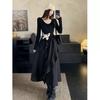 Large size fashion women's clothing fat mm design sense irregular butterfly temperament long dress waist thin ruffle edge dress