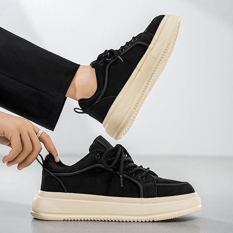 Autumn and winter solid color low-top board shoes, leather platform shoes, light casual shoes