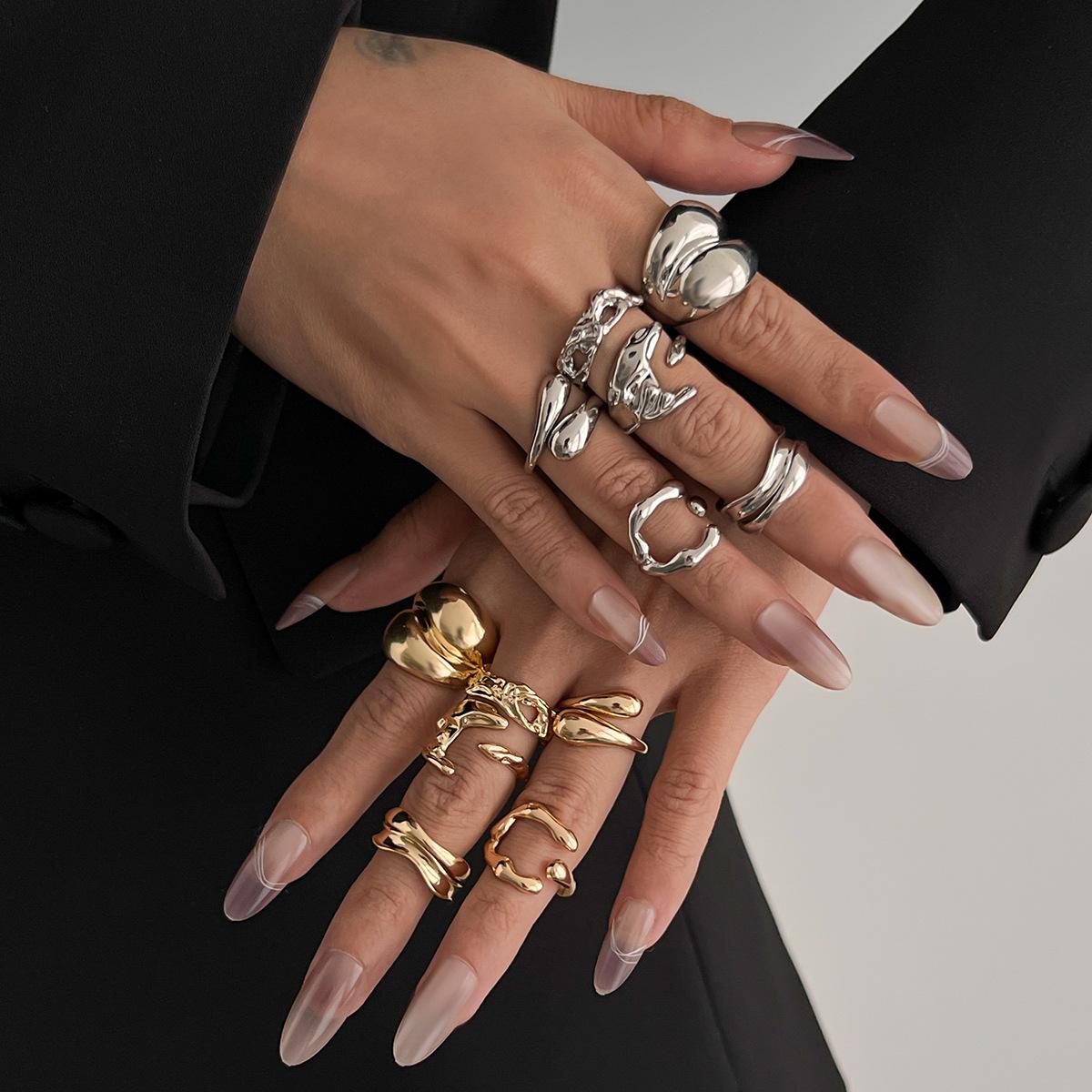 

Liquid lava open joint ring, cold ins style niche personality hug ring jewelry women