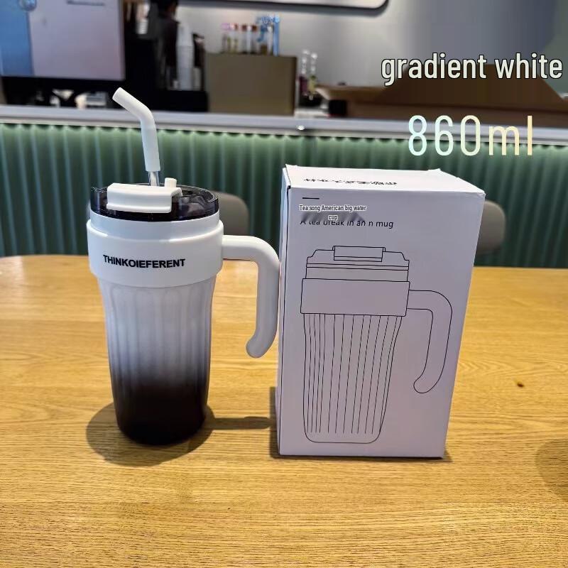 Chicgo 316 Stainless Steel Tumbler with Straw, Gradient White, 860ml (2-Pack)