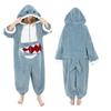 [Excellent Product] Unisex Shark Kigurumi Pajama Set, Fleece Material, Warm Loungewear, Includes 2 Pairs of Socks, Perfect for Winter (Shark, Size L)