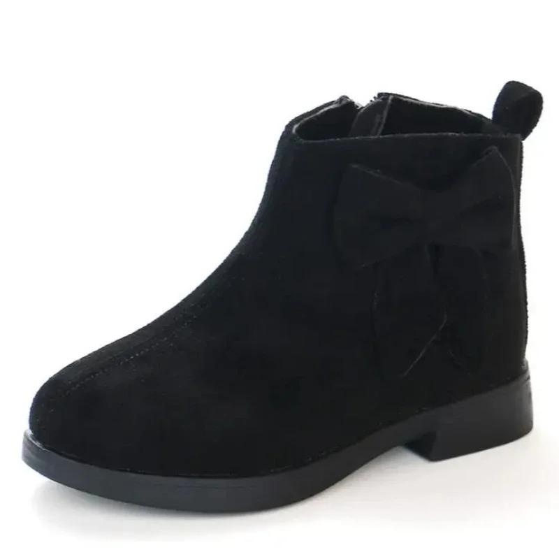 2025 Girls Fashion Boots Leather Sport Shoes For Girls Children Warm Boots Fashion Soft Bottom Princess Snow Boots Kids Sneakers