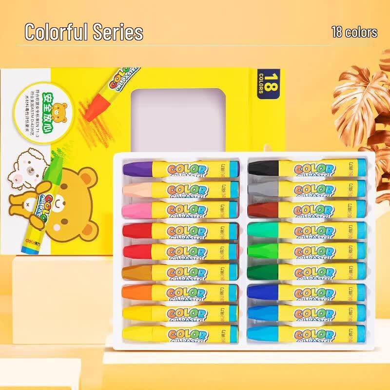 Deli 18-Color Smooth Oil Pastels for Students