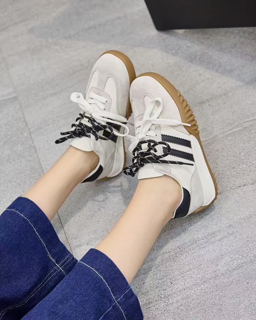 Fengliya New Versatile Red Women's Autumn New Retro Color Matching Casual Board Shoes Round Head Versatile