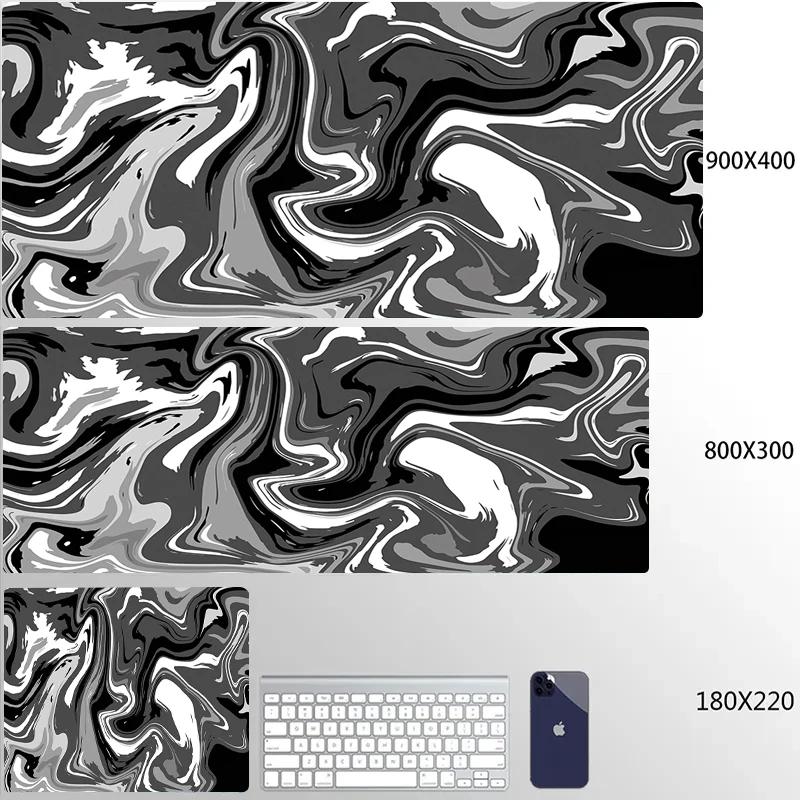 Blue Large Gaming Mouse Pad XXL Strata Liquid Deskmat Non-Slip Rubber Game Mouse Mat Computer Keyboard Mats Big Mausepad Gamer