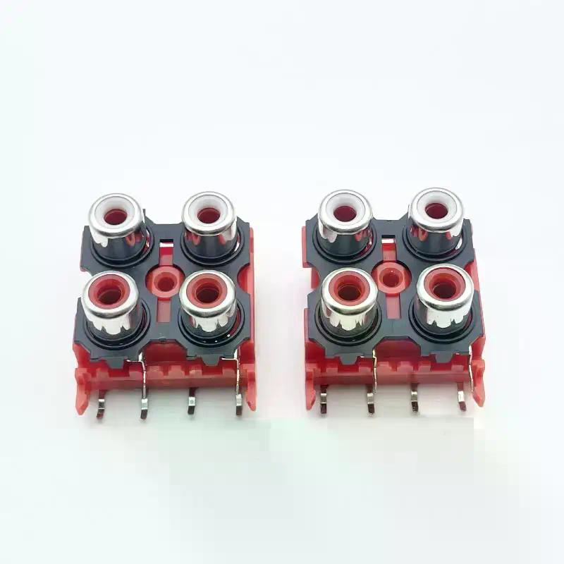 Exclusive 1Pc Female Audio Jack with Gold Connector, 2/4/6Holes Stereo Input, AV Socket Perfectly Sealed at 90/180 Degrees.