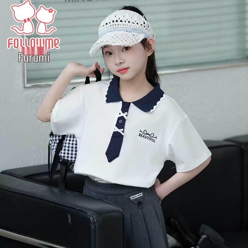 Girls  Academy Style Summer Polo T-Shirt 140