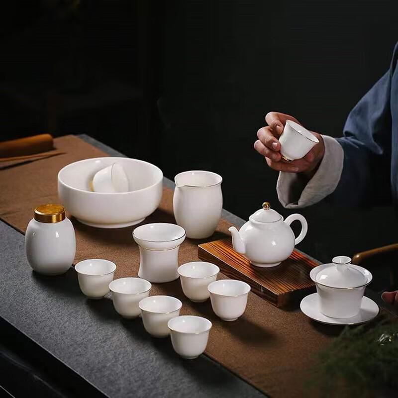 Mod Lanca High White Jade Ceramic Tea Set