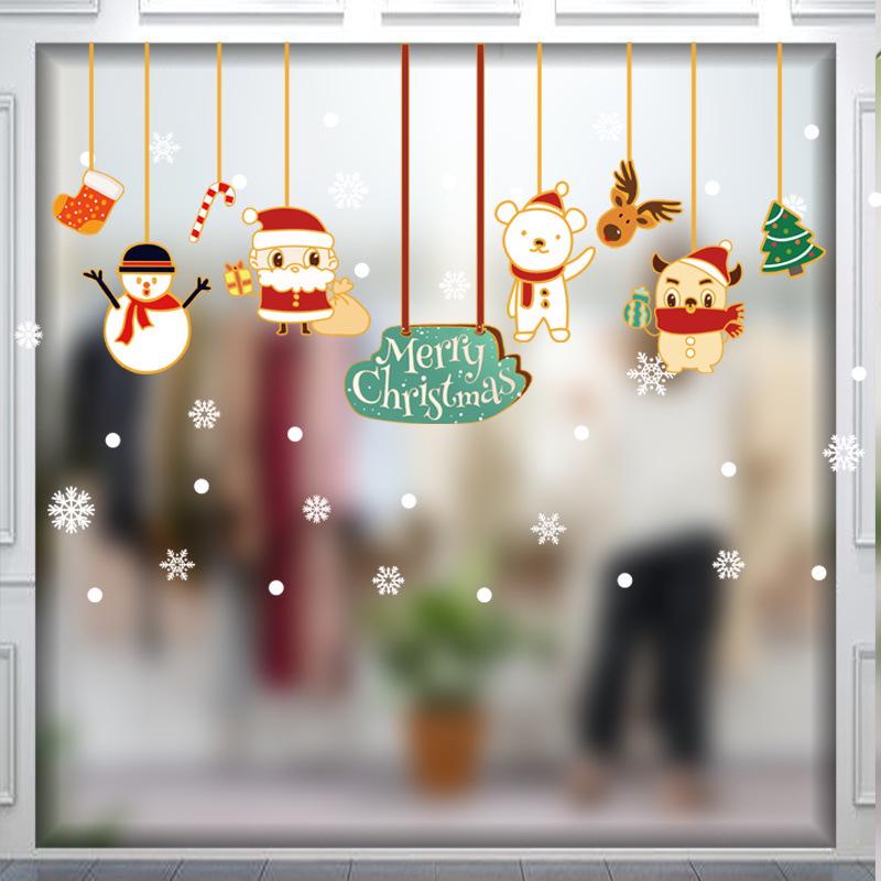 Autocolante Festive de Sărbători: Decor Static pentru Uși și Ferestre de Sticlă pentru Crăciun și Anul Nou