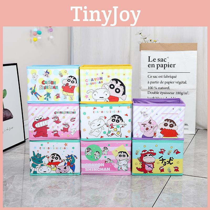 Cute Pajamas Crayon Shin Chan Shiro Striped Pattern Foldable Desktop Storage Box For Desk And Makeup Supplies