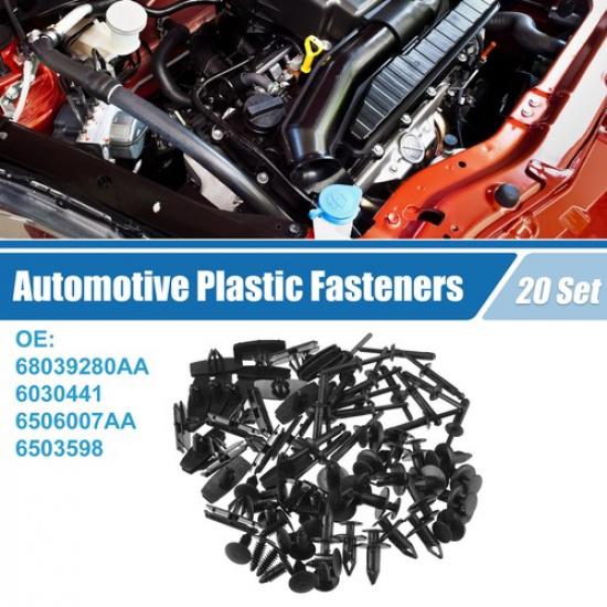 20 Set Grille Fender Flare Hardware Kit 68039280AA6503598 for Jeep Black
