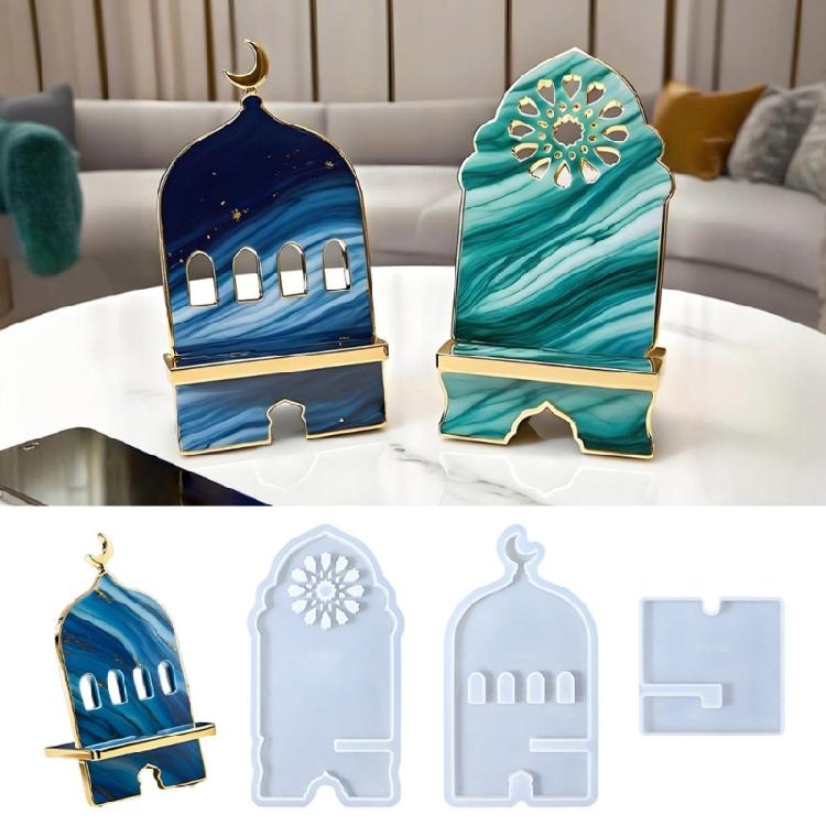 Portable 2 Piece Phone Stand Crafting Mold Middle Eastern Inspired Design with Removable Parts