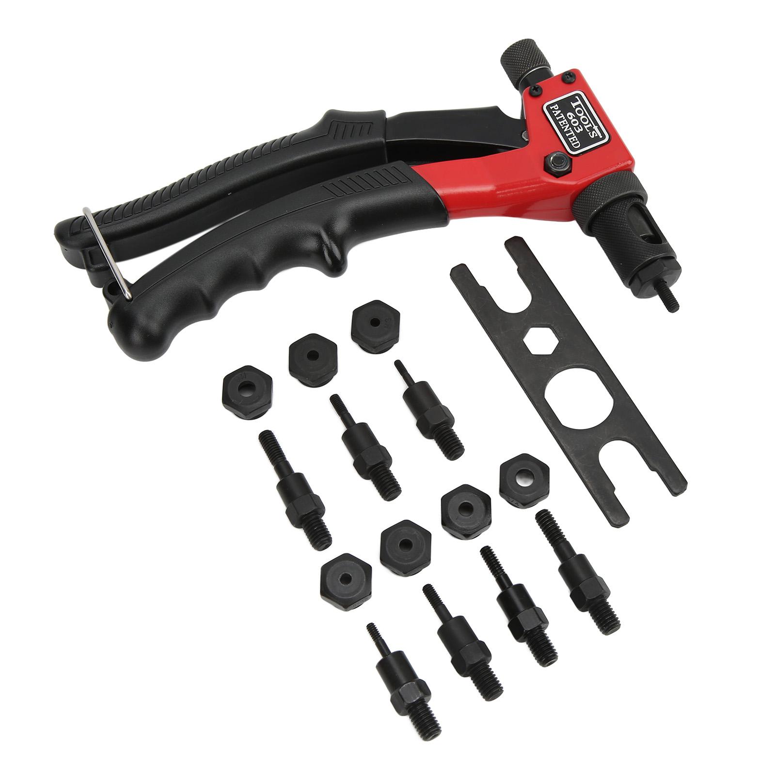 Ручной набор гаек-заклепок Ручной заклепочник Сверхмощный Металлический инструмент для гаек-заклепок с оправками M3 M4 M5 M6