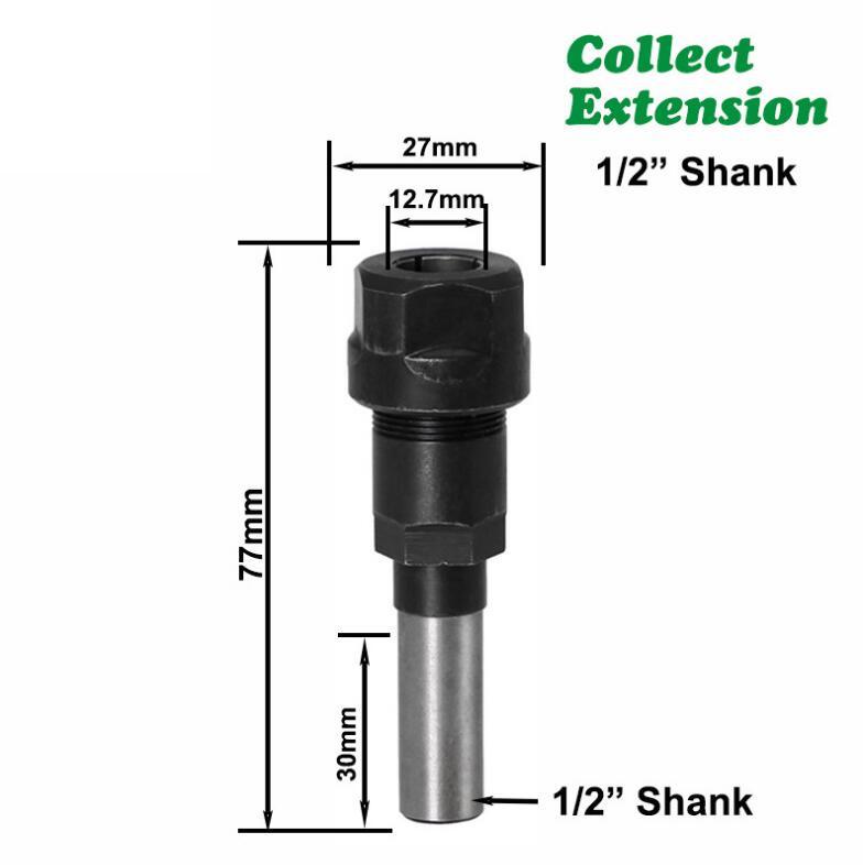 Router Collet Extension Engraving Machine Extension Rod 1/4" 8mm 12mm 1/2"Shank Bit