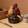 Couple Bird Statue 6" Male And Female Red Birds Figurine Collectible Resin Animal Sculpture for Living Room Home Table Shelf Decor