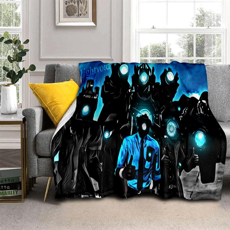 3D Skibidi Toilet Speakerman Cameraman TVman Flannel Blanket,Soft Throw Blanket for Home Bedroom Bed Sofa Travel Cover Kid Gift